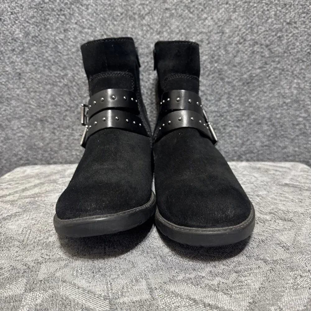 Clarks Artisan Swansea Grove Moto Motorcycle Ankle Boots Black Suede Size 10
